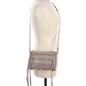 Rebecca Minkoff Mini 5 Zip Gray Leather Crossbody Bag Silver Hardware